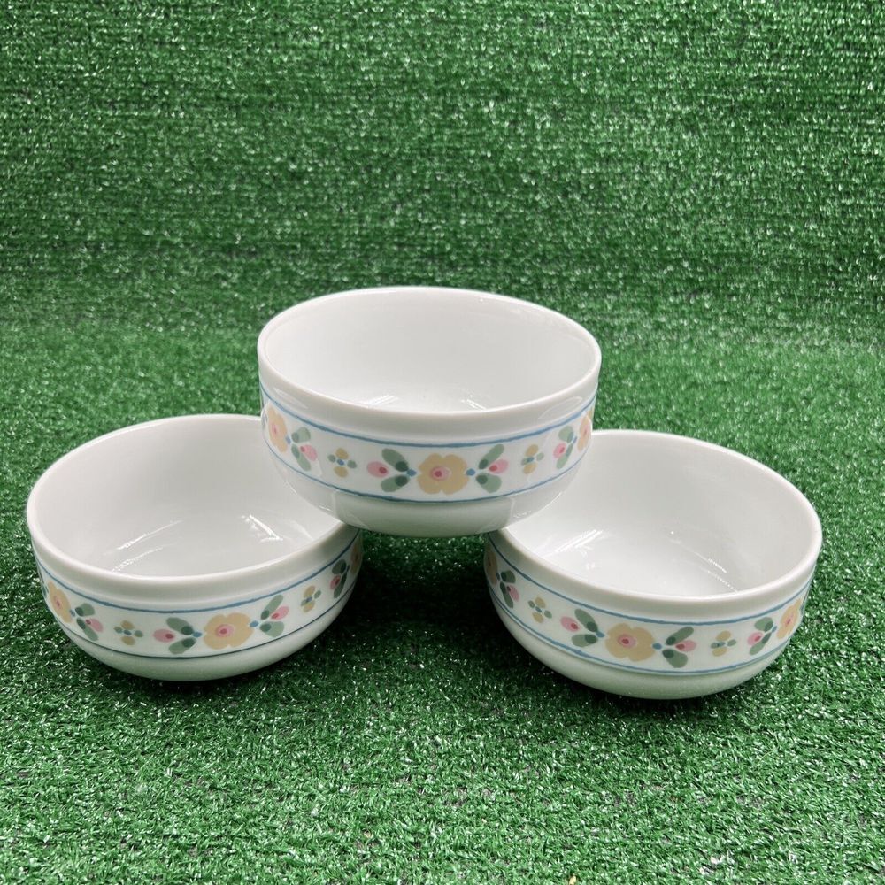 Bob Van Allen For Mikasa Stone‎ China L9101 Bowls White Floral Lot Of 3